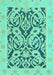 Machine Washable Abstract Turquoise Modern Area Rugs, wshabs1139turq