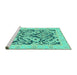 Sideview of Machine Washable Abstract Turquoise Modern Area Rugs, wshabs1139turq