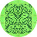 Round Machine Washable Abstract Green Modern Area Rugs, wshabs1139grn