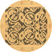 Round Machine Washable Abstract Brown Modern Rug, wshabs1139brn