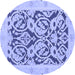 Round Abstract Blue Modern Rug, abs1139blu