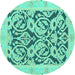 Round Abstract Turquoise Modern Rug, abs1139turq