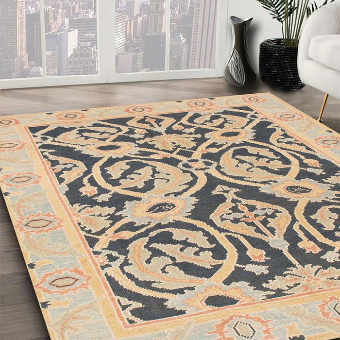 Machine Washable Abstract Dark Almond Brown Rug in a Family Room, wshabs1139