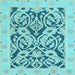 Square Machine Washable Abstract Light Blue Modern Rug, wshabs1139lblu