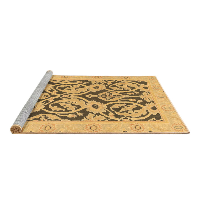 Sideview of Machine Washable Abstract Brown Modern Rug, wshabs1139brn