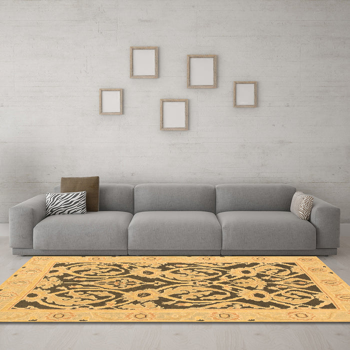 Machine Washable Abstract Brown Modern Rug in a Living Room,, wshabs1139brn