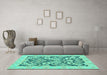 Machine Washable Abstract Turquoise Modern Area Rugs in a Living Room,, wshabs1139turq