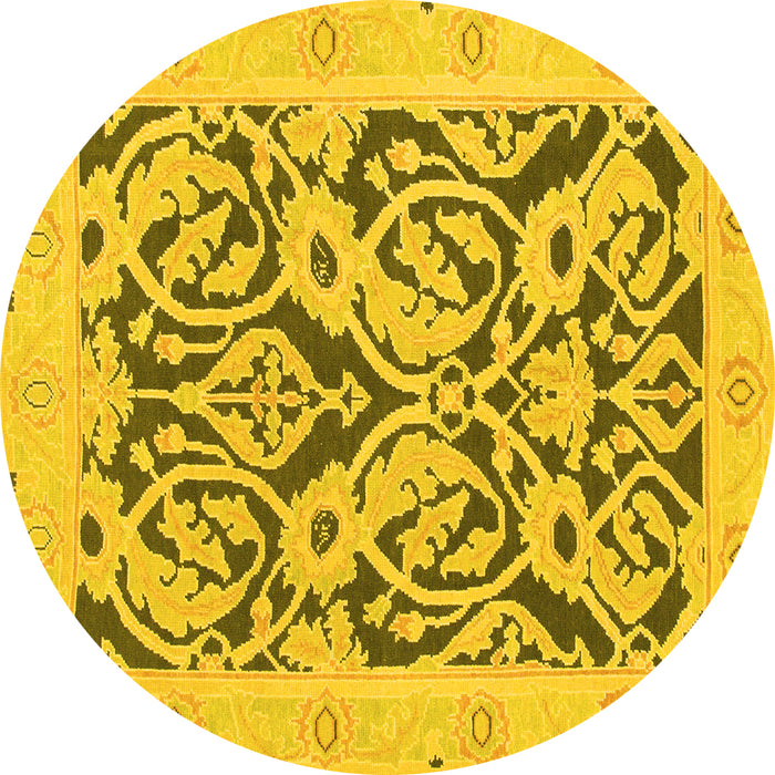 Round Machine Washable Abstract Yellow Modern Rug, wshabs1139yw