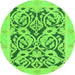 Round Abstract Green Modern Rug, abs1139grn