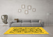 Machine Washable Abstract Yellow Modern Rug in a Living Room, wshabs1139yw