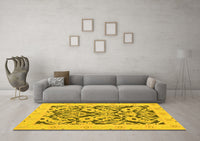 Machine Washable Abstract Yellow Modern Rug, wshabs1139yw