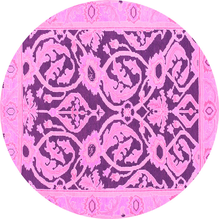 Round Machine Washable Abstract Pink Modern Rug, wshabs1139pnk