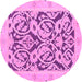 Round Machine Washable Abstract Pink Modern Rug, wshabs1139pnk