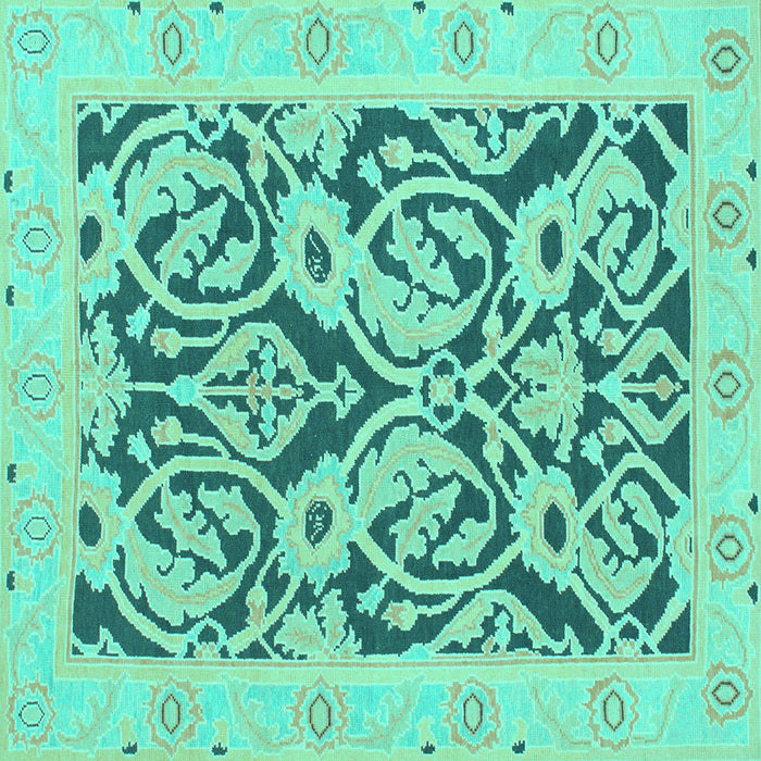 Square Abstract Turquoise Modern Rug, abs1139turq