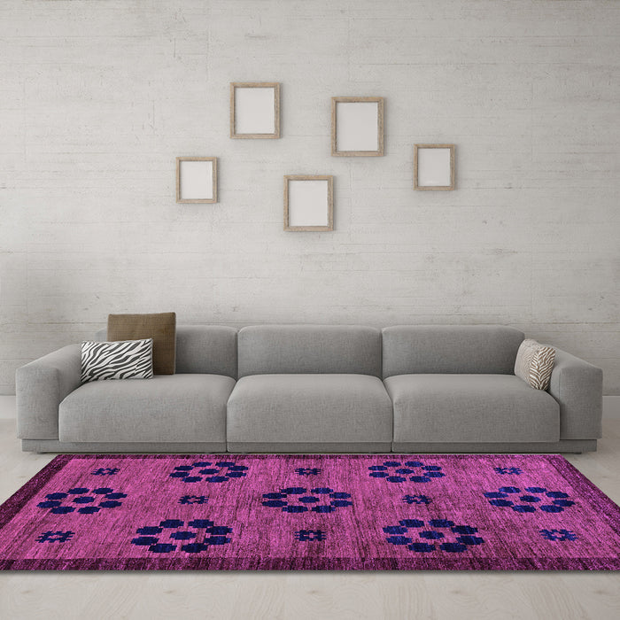 Machine Washable Abstract Purple Modern Area Rugs in a Living Room, wshabs113pur