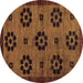 Round Machine Washable Abstract Brown Modern Rug, wshabs113brn