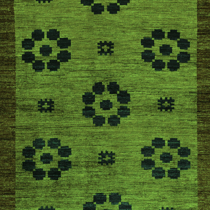 Machine Washable Abstract Green Modern Area Rugs, wshabs113grn
