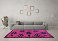 Machine Washable Abstract Pink Modern Rug, wshabs113pnk