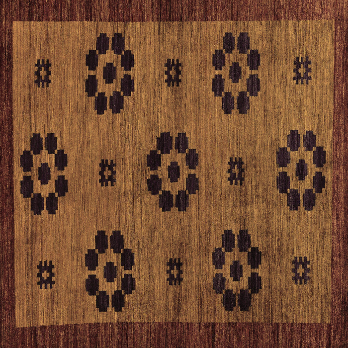 Square Abstract Brown Modern Rug, abs113brn