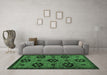 Machine Washable Abstract Emerald Green Modern Area Rugs in a Living Room,, wshabs113emgrn