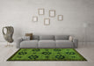 Machine Washable Abstract Green Modern Area Rugs in a Living Room,, wshabs113grn