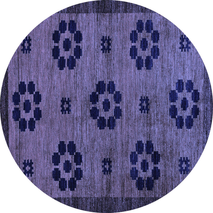 Round Abstract Blue Modern Rug, abs113blu