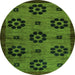 Round Abstract Green Modern Rug, abs113grn