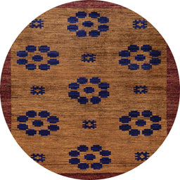 Round Machine Washable Abstract Vermilion Red Rug, wshabs113