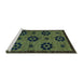 Sideview of Machine Washable Abstract Turquoise Modern Area Rugs, wshabs113turq