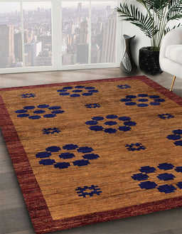 Machine Washable Abstract Vermilion Red Rug in a Family Room, wshabs113