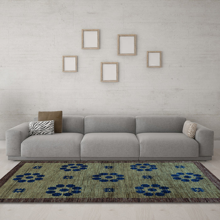 Machine Washable Abstract Light Blue Modern Rug in a Living Room, wshabs113lblu