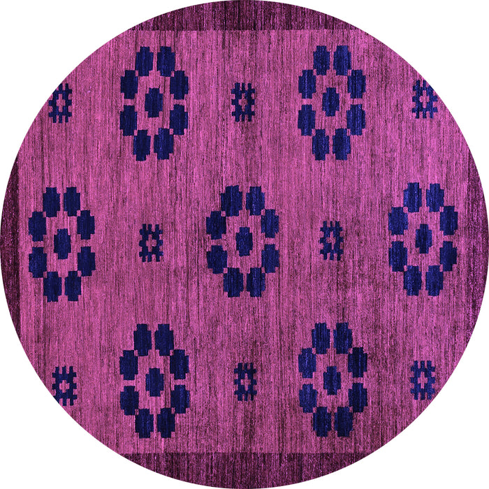 Round Machine Washable Abstract Purple Modern Area Rugs, wshabs113pur