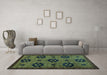 Machine Washable Abstract Turquoise Modern Area Rugs in a Living Room,, wshabs113turq