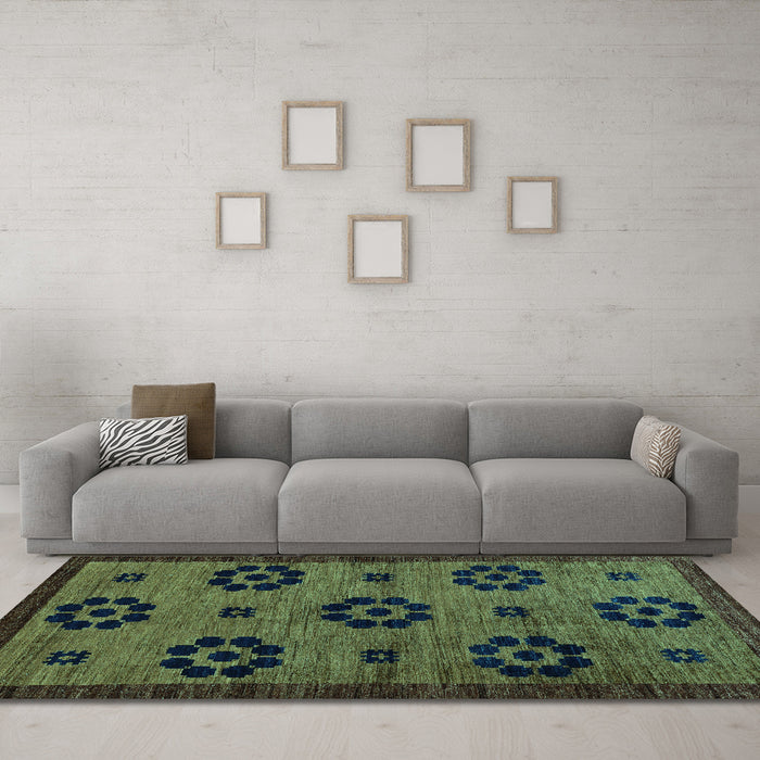 Machine Washable Abstract Turquoise Modern Area Rugs in a Living Room,, wshabs113turq