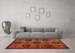 Machine Washable Abstract Orange Modern Area Rugs in a Living Room, wshabs113org