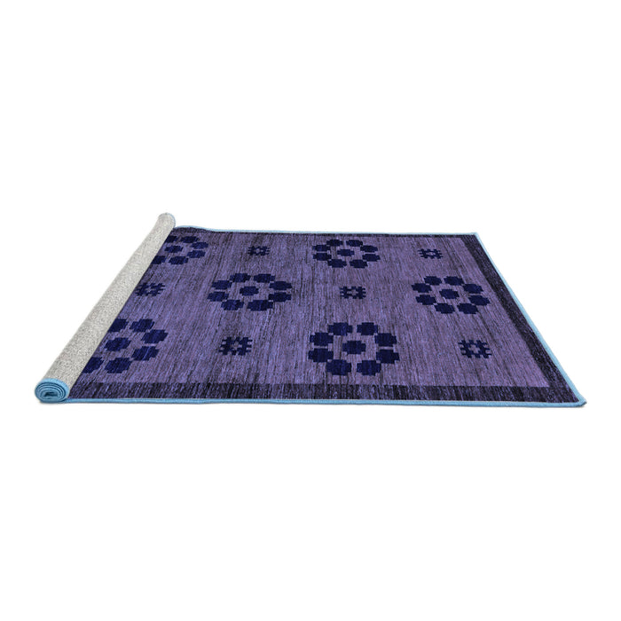 Sideview of Machine Washable Abstract Blue Modern Rug, wshabs113blu