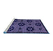 Sideview of Machine Washable Abstract Blue Modern Rug, wshabs113blu