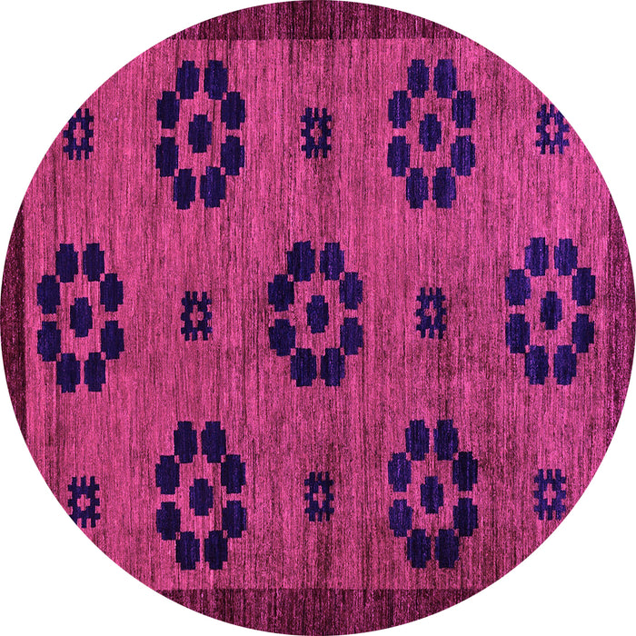 Round Machine Washable Abstract Pink Modern Rug, wshabs113pnk