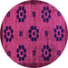 Round Machine Washable Abstract Pink Modern Rug, wshabs113pnk