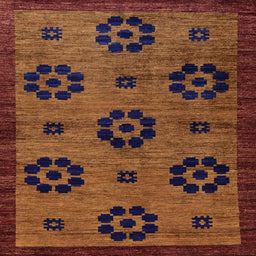 Square Machine Washable Abstract Vermilion Red Rug, wshabs113