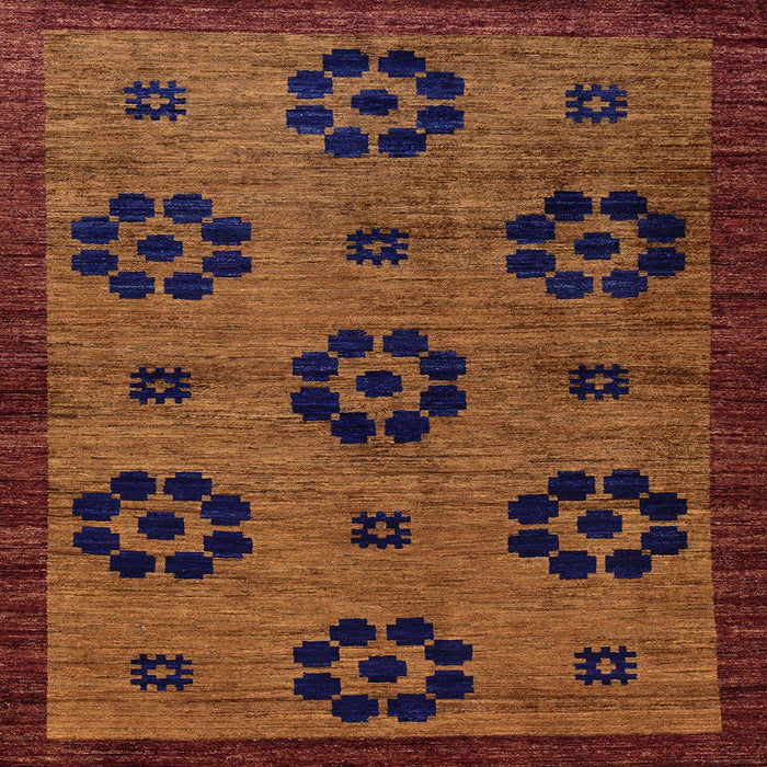 Square Machine Washable Abstract Vermilion Red Rug, wshabs113