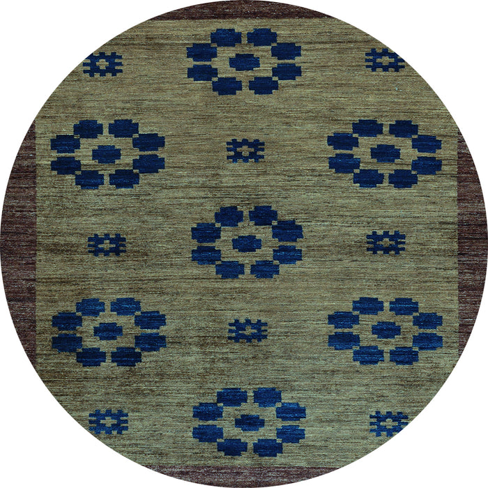 Round Machine Washable Abstract Light Blue Modern Rug, wshabs113lblu