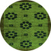 Round Machine Washable Abstract Green Modern Area Rugs, wshabs113grn
