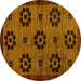 Round Abstract Yellow Modern Rug, abs113yw