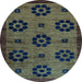 Round Abstract Light Blue Modern Rug, abs113lblu