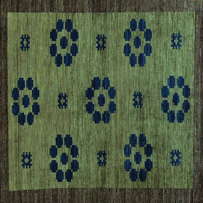 Square Machine Washable Abstract Turquoise Modern Area Rugs, wshabs113turq