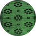 Round Abstract Emerald Green Modern Rug, abs113emgrn