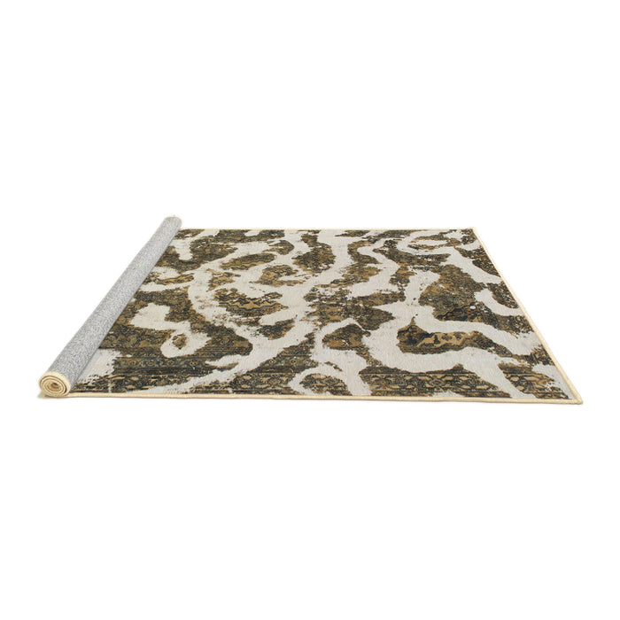 Sideview of Machine Washable Abstract Brown Rug, wshabs1140