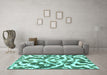 Machine Washable Abstract Turquoise Modern Area Rugs in a Living Room,, wshabs1140turq