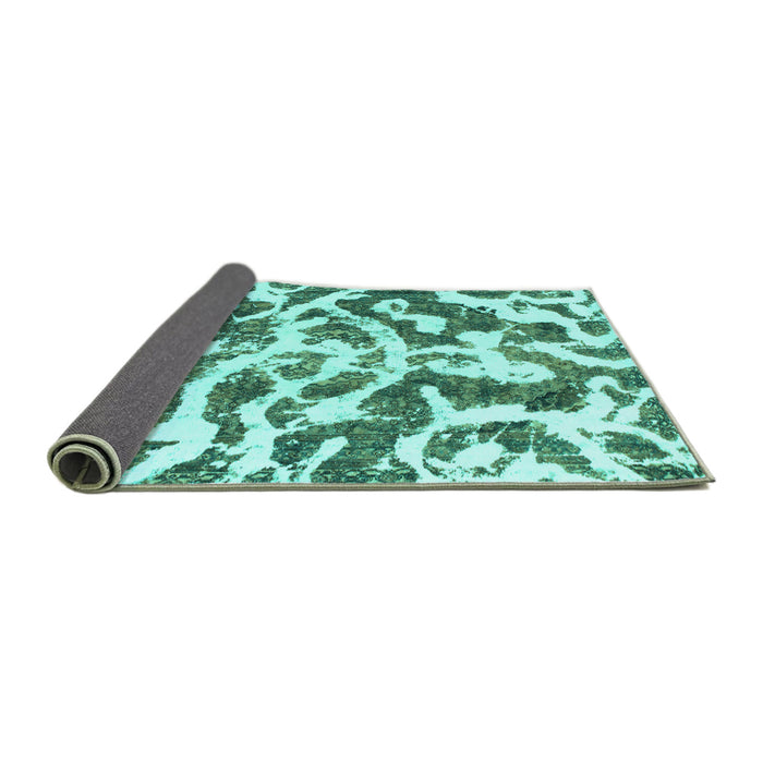 Sideview of Abstract Turquoise Modern Rug, abs1140turq